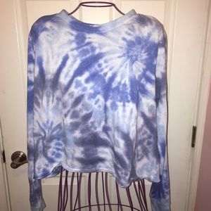 Blue tie dye cropped sweater/sweatshirt